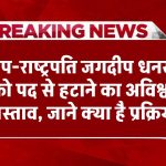 उप-राष्ट्रपति जगदीप धनखड़ को पद से हटाने का अविश्वास प्रस्ताव, क्या है पद से हटाने की प्रक्रिया?