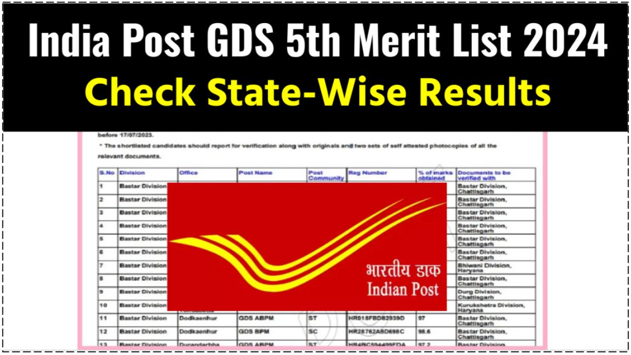 India Post GDS 5th Merit List Released for 2024