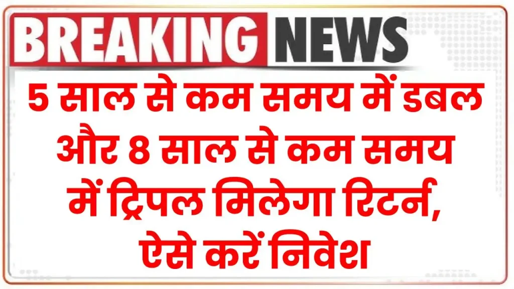 5 साल से कम समय में डबल और 8 साल से कम समय में ट्रिपल मिलेगा रिटर्न, ऐसे करें निवेश