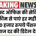 पोस्ट ऑफिस की सेविंग स्कीम से पाएं हर महीने 20 हजार रुपये पेंशन, ब्याज दर की डिटेल देखें