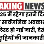 2025 में रहेगा इतने दिनों का सार्वजनिक अवकाश, लिस्ट हो गई जारी, देखें छुट्टियों की जानकारी