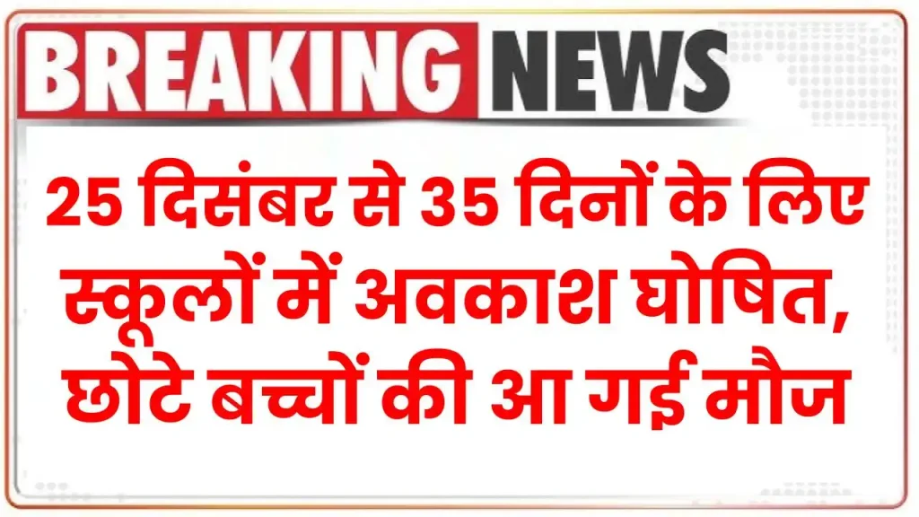 School Holiday: 25 दिसंबर से 35 दिनों के लिए स्कूलों में अवकाश घोषित, छोटे बच्चों की आ गई मौज